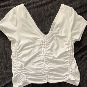 White scrunch crop top